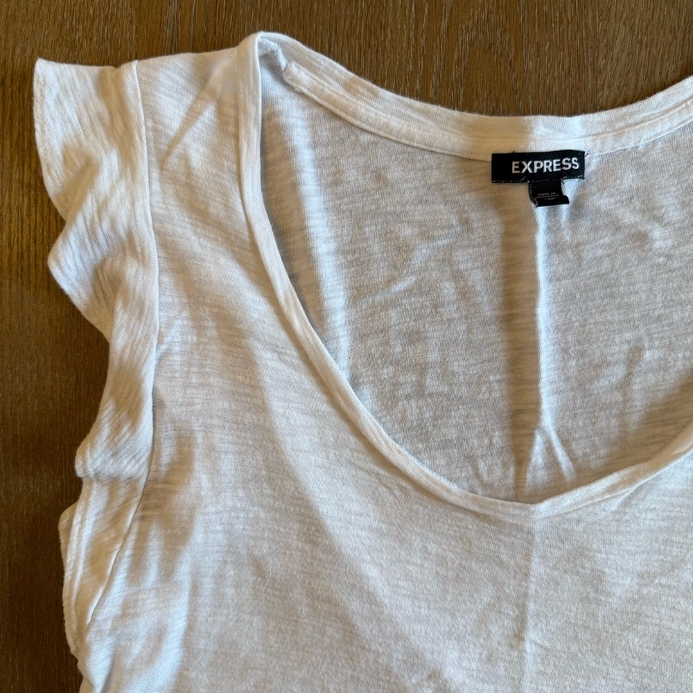 Express White Ruffle Sleeve Tank Top - Picture 2 of 6